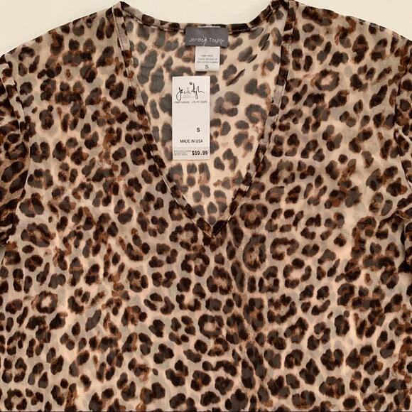 Jordan Taylor Swimsuit Coverup Sheer Brown Tan Leopard Print Coverup Small NEW - Picture 5 of 10
